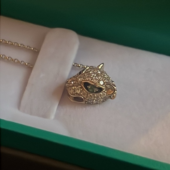 EFFY Diamond Panther Green Tsavorite 14K Yellow Gold Mini Rolo Necklace - Picture 3 of 12